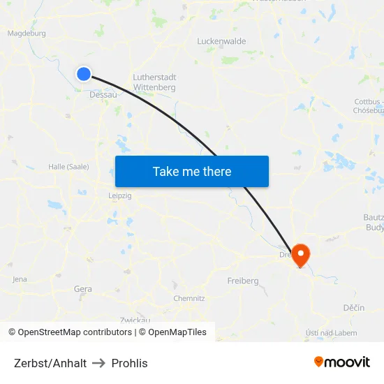 Zerbst/Anhalt to Prohlis map