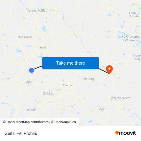 Zeitz to Prohlis map