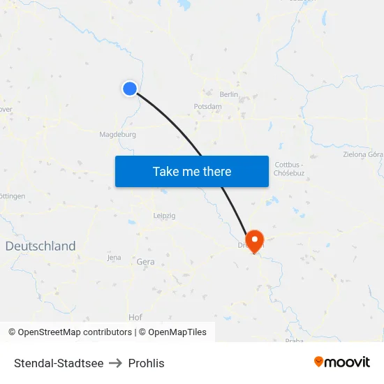 Stendal-Stadtsee to Prohlis map