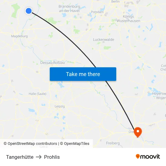 Tangerhütte to Prohlis map