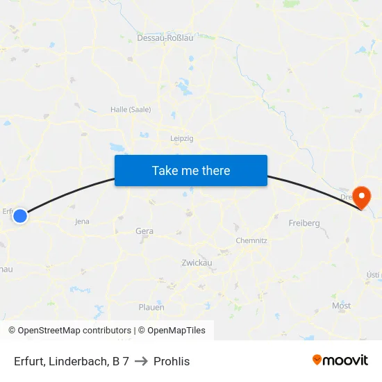 Erfurt, Linderbach, B 7 to Prohlis map