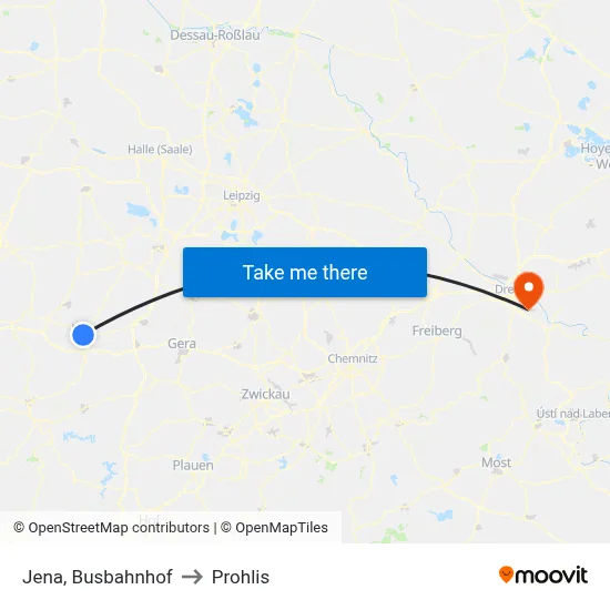 Jena, Busbahnhof to Prohlis map