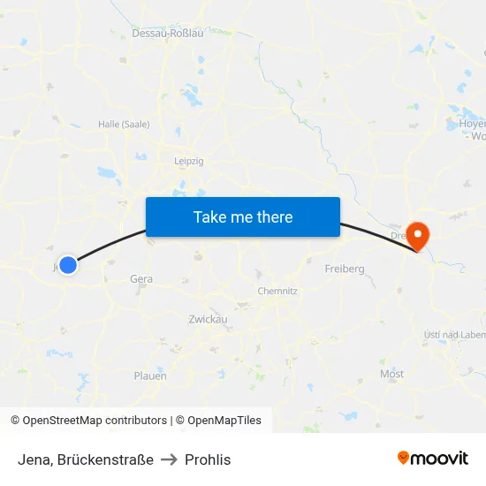 Jena, Brückenstraße to Prohlis map