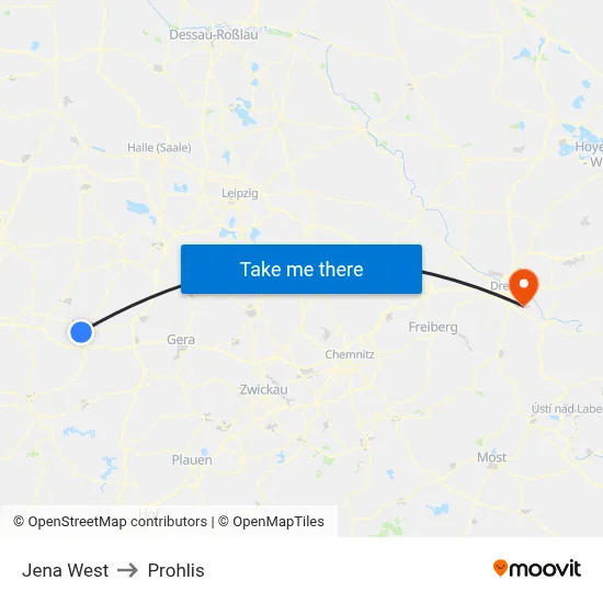 Jena West to Prohlis map