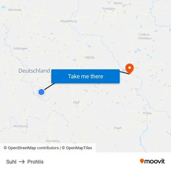 Suhl to Prohlis map