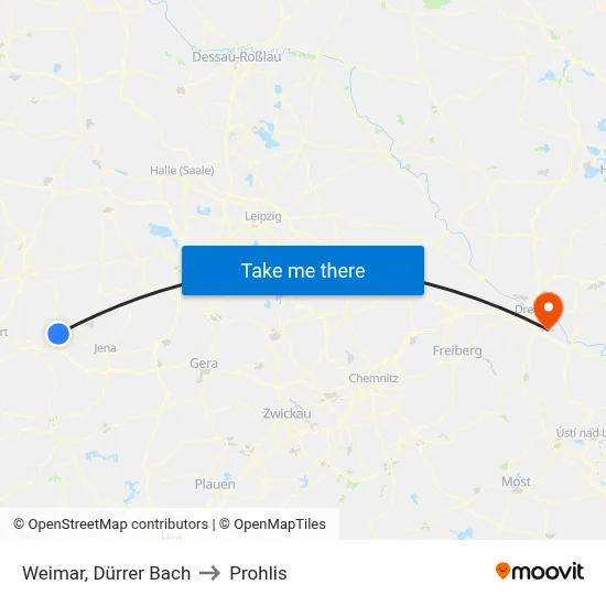 Weimar, Dürrer Bach to Prohlis map