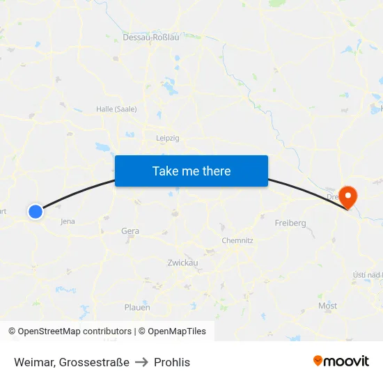 Weimar, Grossestraße to Prohlis map