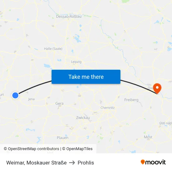 Weimar, Moskauer Straße to Prohlis map