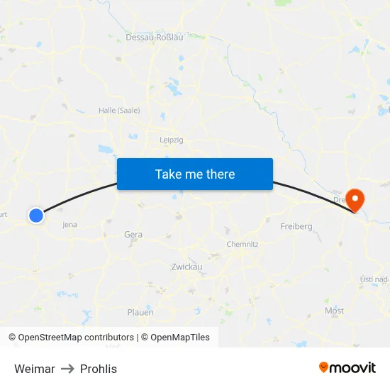 Weimar to Prohlis map