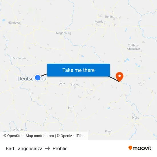 Bad Langensalza to Prohlis map