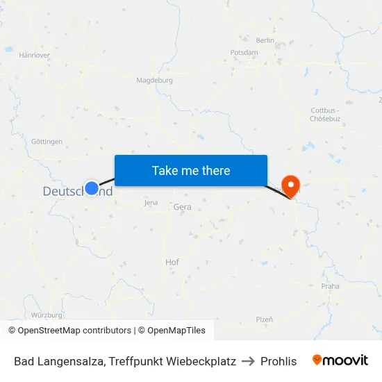 Bad Langensalza, Treffpunkt Wiebeckplatz to Prohlis map