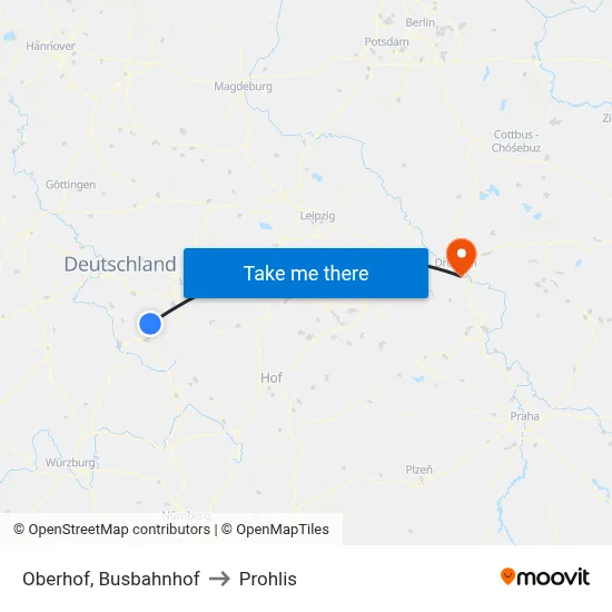 Oberhof, Busbahnhof to Prohlis map