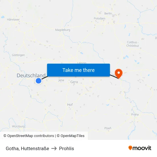 Gotha, Huttenstraße to Prohlis map