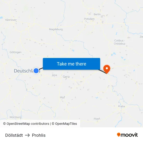 Döllstädt to Prohlis map