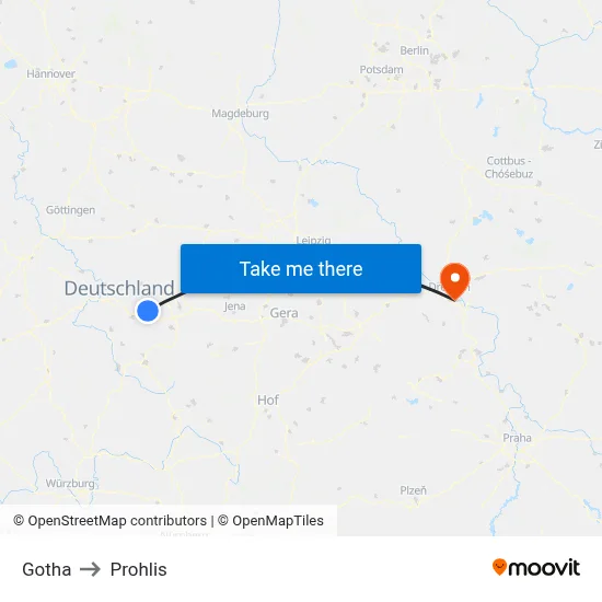 Gotha to Prohlis map