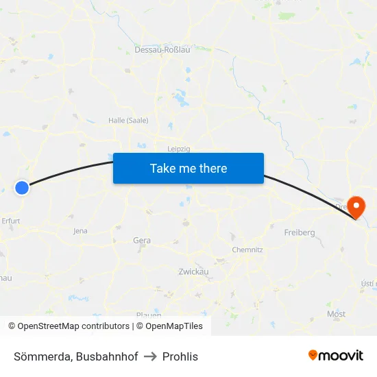 Sömmerda, Busbahnhof to Prohlis map