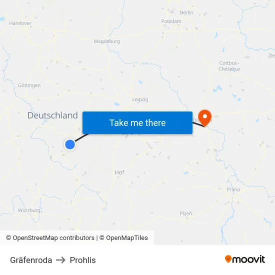 Gräfenroda to Prohlis map