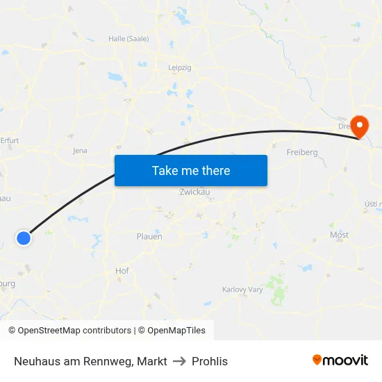 Neuhaus am Rennweg, Markt to Prohlis map