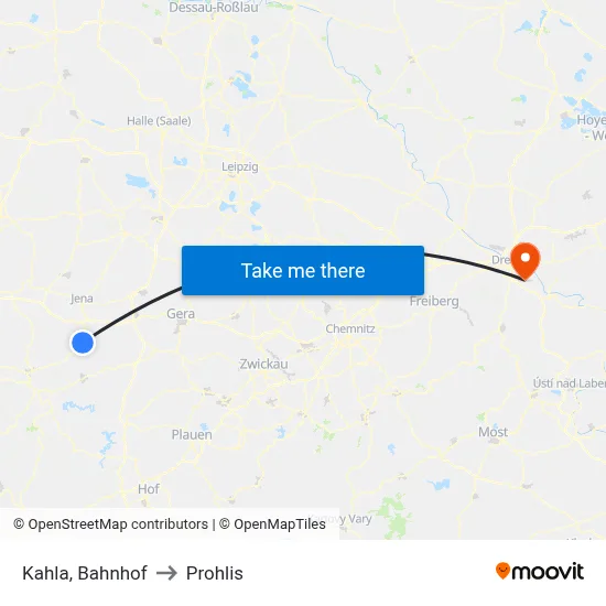 Kahla, Bahnhof to Prohlis map