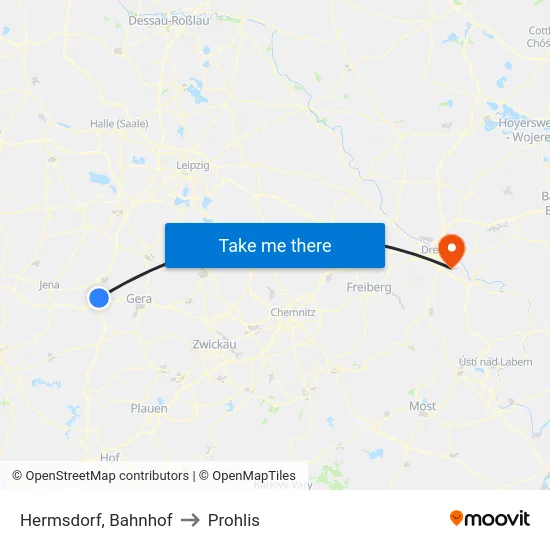 Hermsdorf, Bahnhof to Prohlis map