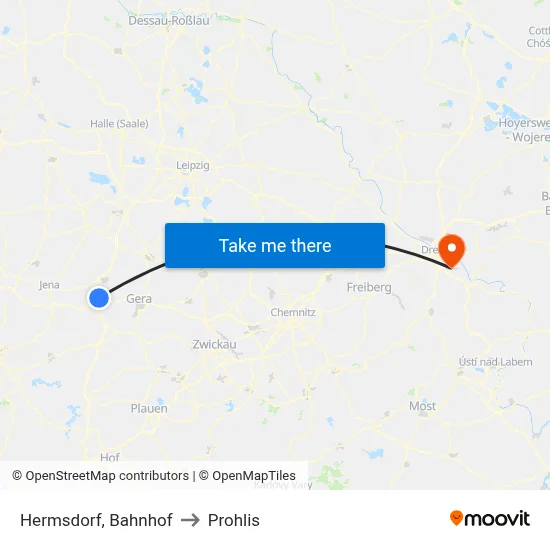 Hermsdorf, Bahnhof to Prohlis map