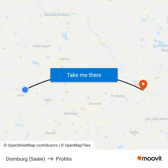 Dornburg (Saale) to Prohlis map