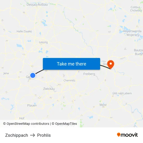 Zschippach to Prohlis map