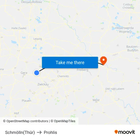 Schmölln(Thür) to Prohlis map