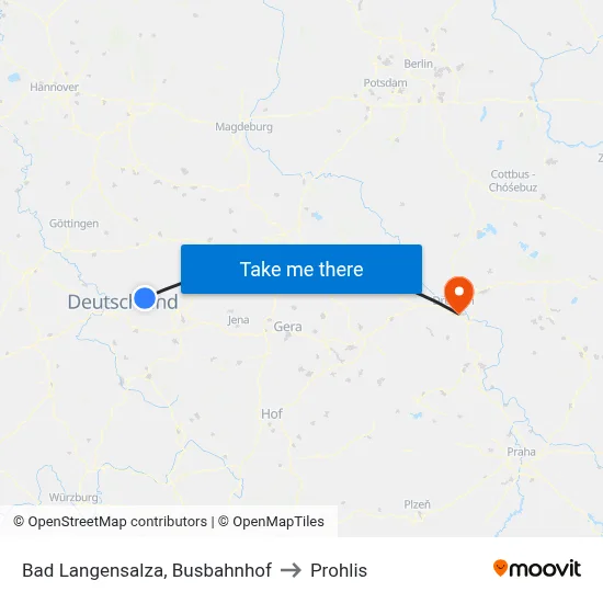 Bad Langensalza, Busbahnhof to Prohlis map