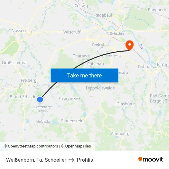Weißenborn, Fa. Schoeller to Prohlis map