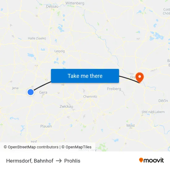 Hermsdorf, Bahnhof to Prohlis map