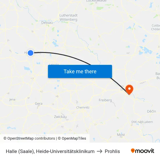 Halle (Saale), Heide-Universitätsklinikum to Prohlis map