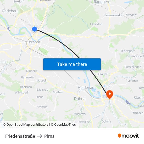 Friedensstraße to Pirna map