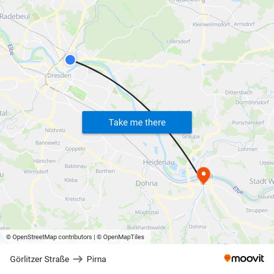 Görlitzer Straße to Pirna map