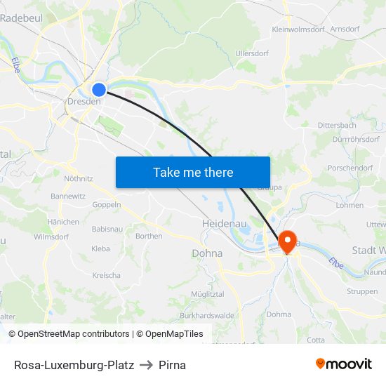 Rosa-Luxemburg-Platz to Pirna map