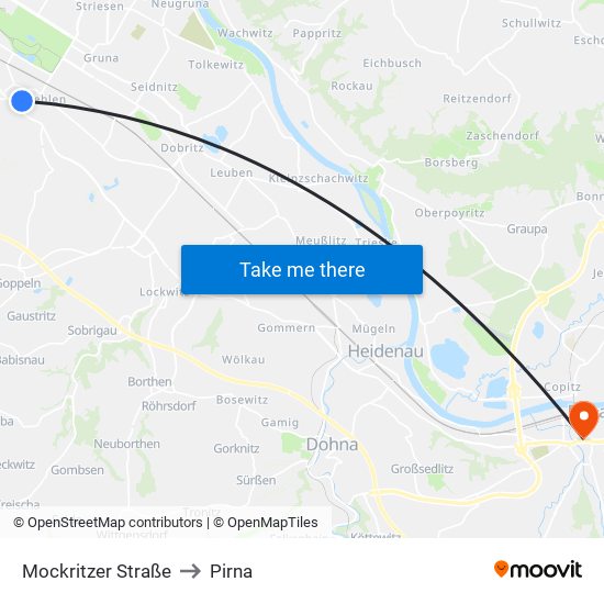 Mockritzer Straße to Pirna map