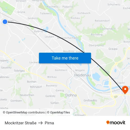 Mockritzer Straße to Pirna map