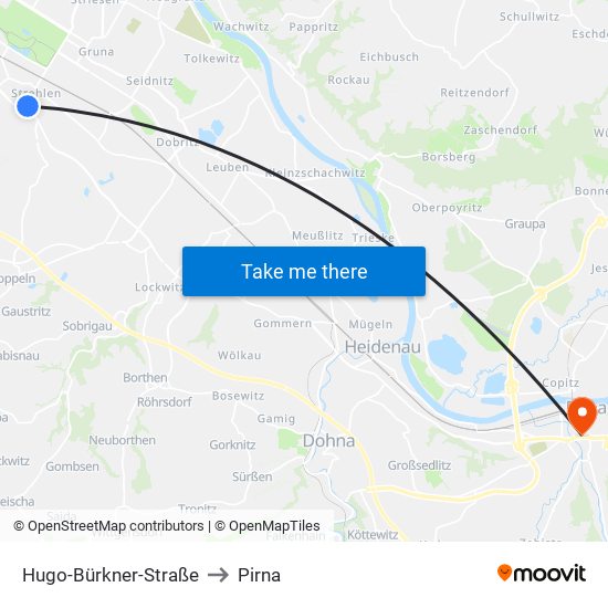 Hugo-Bürkner-Straße to Pirna map