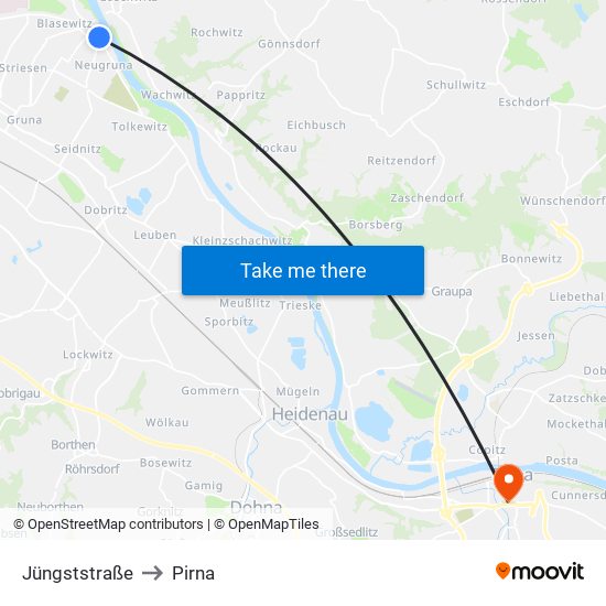 Jüngststraße to Pirna map