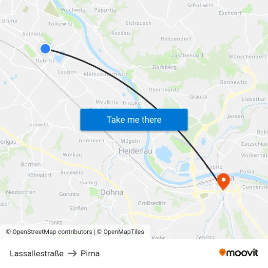 Lassallestraße to Pirna map