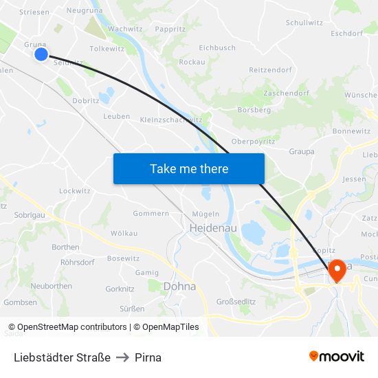 Liebstädter Straße to Pirna map