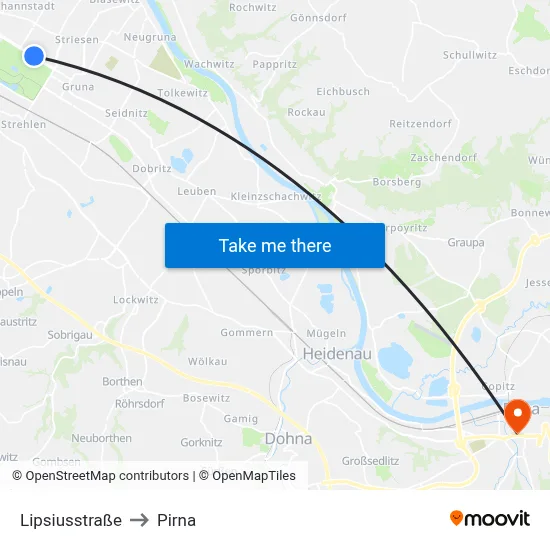 Lipsiusstraße to Pirna map