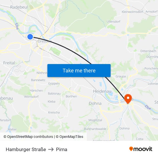 Hamburger Straße to Pirna map