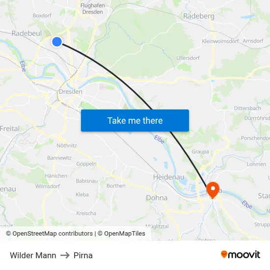 Wilder Mann to Pirna map