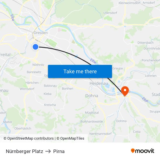 Nürnberger Platz to Pirna map