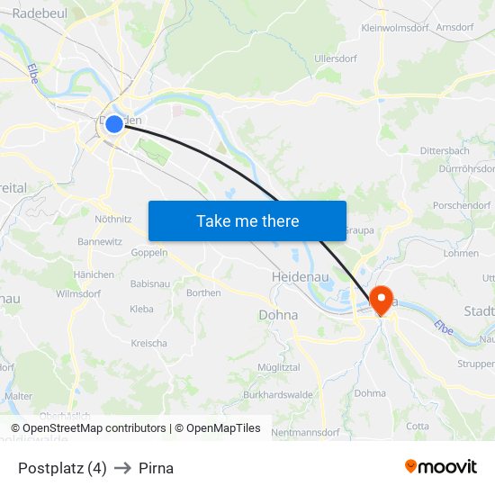 Postplatz (4) to Pirna map