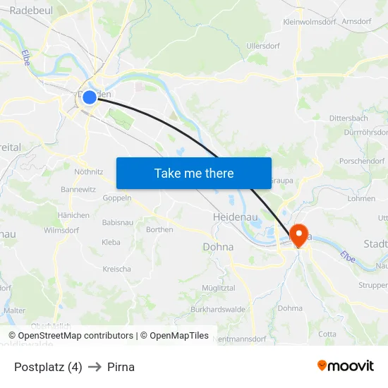 Postplatz (4) to Pirna map