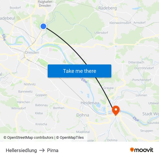 Hellersiedlung to Pirna map