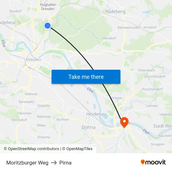 Moritzburger Weg to Pirna map