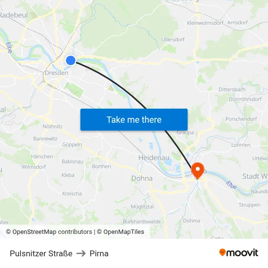 Pulsnitzer Straße to Pirna map